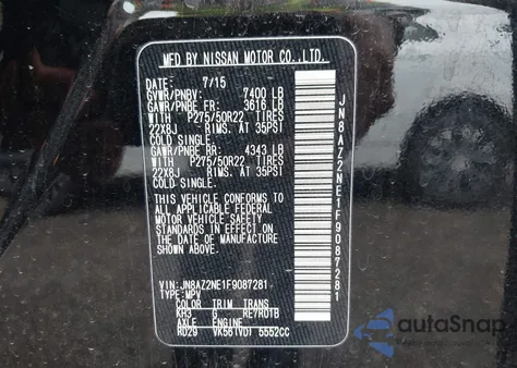 2015 Infiniti Qx80 Limited z USA, uszkodzony, nr VIN JN8AZ2NE1F9087281